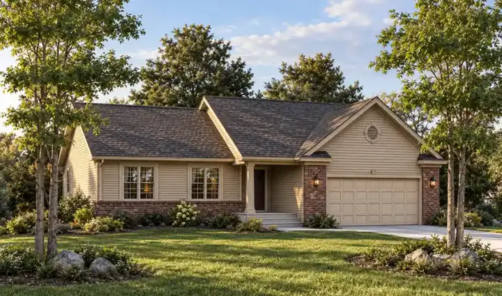Ranch house plans 7-534 - front exterior, 1,340 sq ft, 3 bed, 2 bath house plans | Monster House Plans