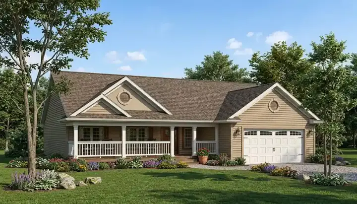 Country house plans 7-535 - front exterior, 1,233 sq ft, 3 bed, 1 bath house plans | Monster House Plans