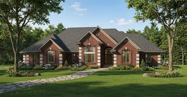 European house plans 7-541 - front exterior, 2,620 sq ft, 2 bed, 2 bath house plans | Monster House Plans