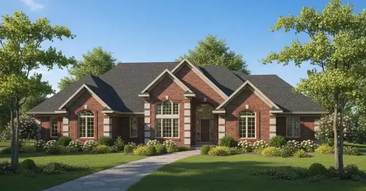 European house plans 7-542 - front exterior, 4,200 sq ft, 4 bed, 3 bath house plans | Monster House Plans