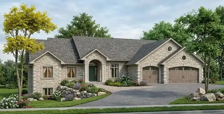 European house plans 7-545 - front exterior, 2,585 sq ft, 2 bed, 2 bath house plans | Monster House Plans