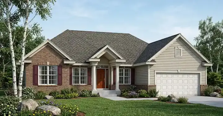 Traditional house plans 7-550 - front exterior, 1,923 sq ft, 4 bed, 2 bath house plans | Monster House Plans
