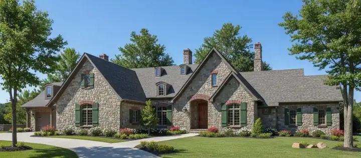 French Country house plans 7-554 - front exterior, 3,120 sq ft, 3 bed, 2 bath house plans | Monster House Plans