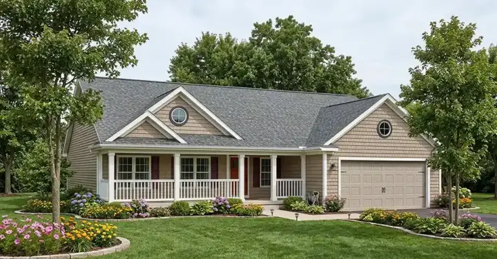 Country house plans 7-556 - front exterior, 1,342 sq ft, 3 bed, 2 bath house plans | Monster House Plans