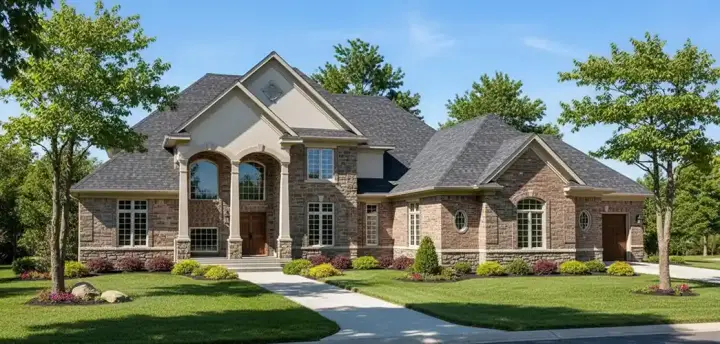 European house plans 7-561 - front exterior, 4,126 sq ft, 4 bed, 3 bath house plans | Monster House Plans