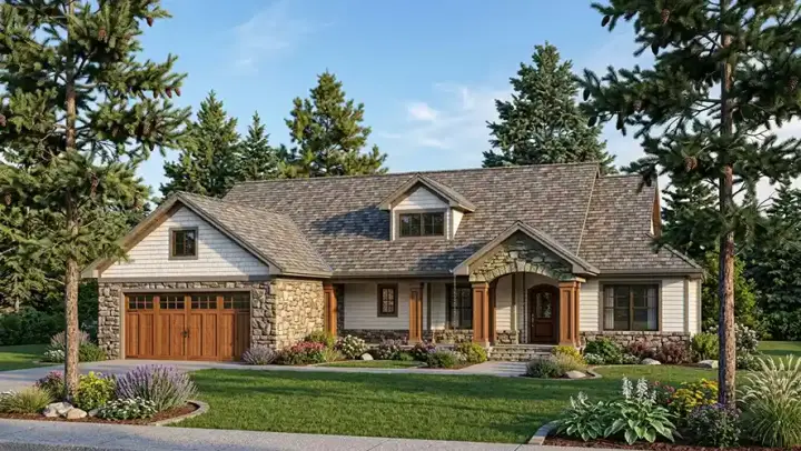 Traditional house plans 7-566 - front exterior, 1,920 sq ft, 3 bed, 2 bath house plans | Monster House Plans