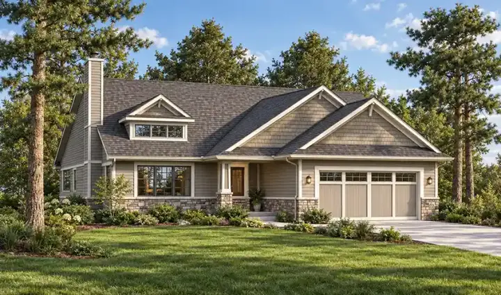 Craftsman house plans 7-567 - front exterior, 1,735 sq ft, 3 bed, 2 bath house plans | Monster House Plans