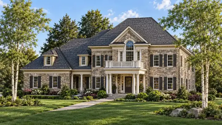 Southern Colonial house plans 7-574 - front exterior, 4,752 sq ft, 4 bed, 4 bath house plans | Monster House Plans