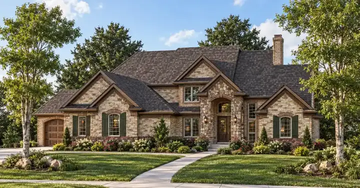 European house plans 7-575 - front exterior, 2,677 sq ft, 3 bed, 2 bath house plans | Monster House Plans
