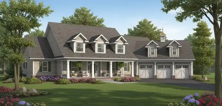 Country house plans 7-580 - front exterior, 3,495 sq ft, 4 bed, 3 bath house plans | Monster House Plans
