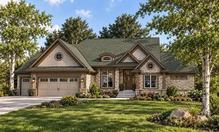 Traditional house plans 7-583 - front exterior, 3,668 sq ft, 4 bed, 3 bath house plans | Monster House Plans