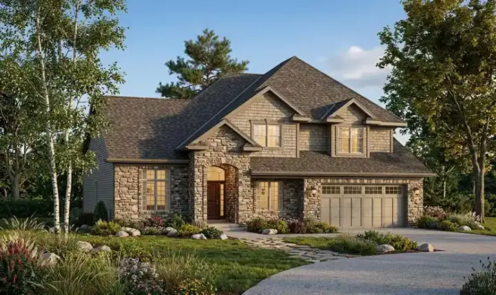 Traditional house plans 7-584 - front exterior, 2,420 sq ft, 4 bed, 2 bath house plans | Monster House Plans