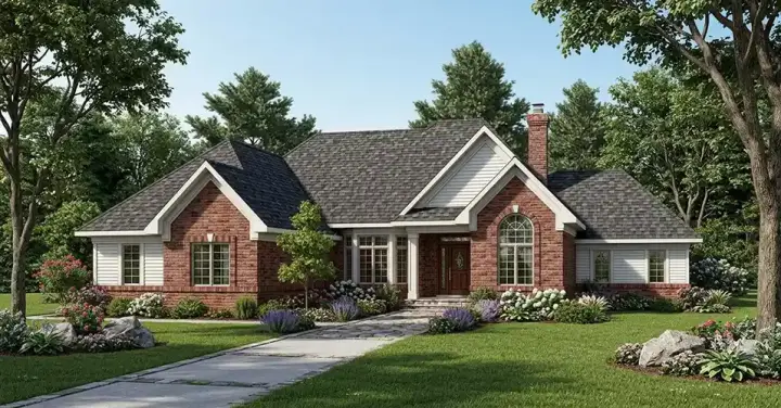 Traditional house plans 7-586 - front exterior, 2,216 sq ft, 2 bed, 2 bath house plans | Monster House Plans