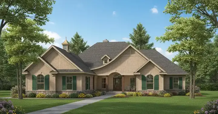 French Country house plans 7-589 - front exterior, 3,915 sq ft, 5 bed, 4 bath house plans | Monster House Plans