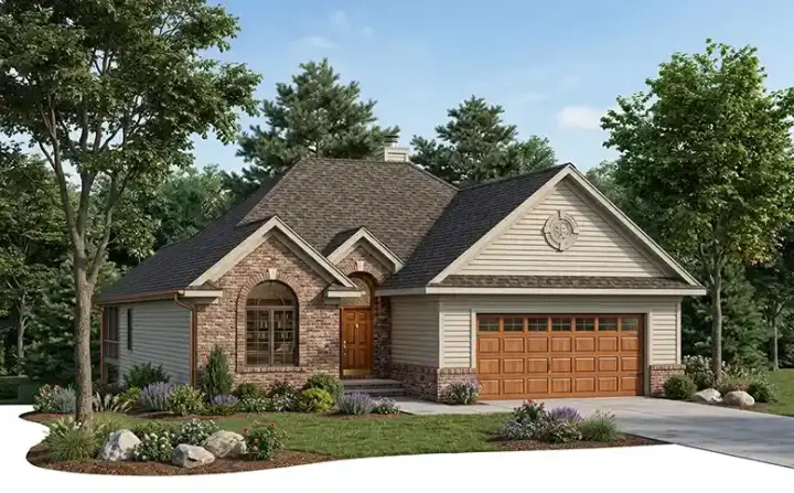 Traditional house plans 7-601 - front exterior, 1,382 sq ft, 2 bed, 2 bath house plans | Monster House Plans
