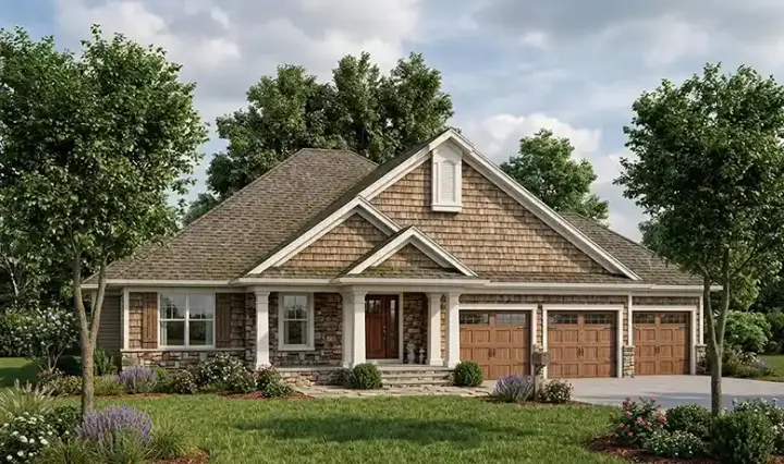 Traditional house plans 7-615 - front exterior, 1,904 sq ft, 3 bed, 2 bath house plans | Monster House Plans