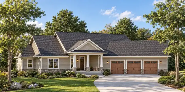 Traditional house plans 7-617 - front exterior, 1,872 sq ft, 2 bed, 2 bath house plans | Monster House Plans