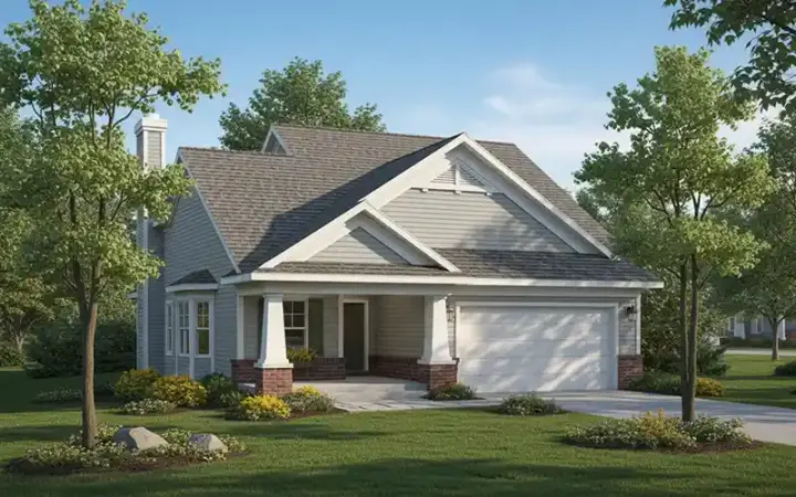 Craftsman house plans 7-620 - front exterior, 1,366 sq ft, 2 bed, 2 bath house plans | Monster House Plans