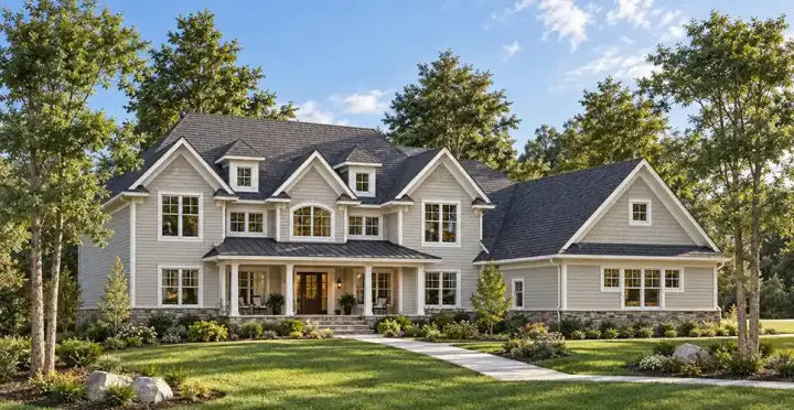 Country house plans 7-622 - front exterior, 4,448 sq ft, 4 bed, 3 bath house plans | Monster House Plans