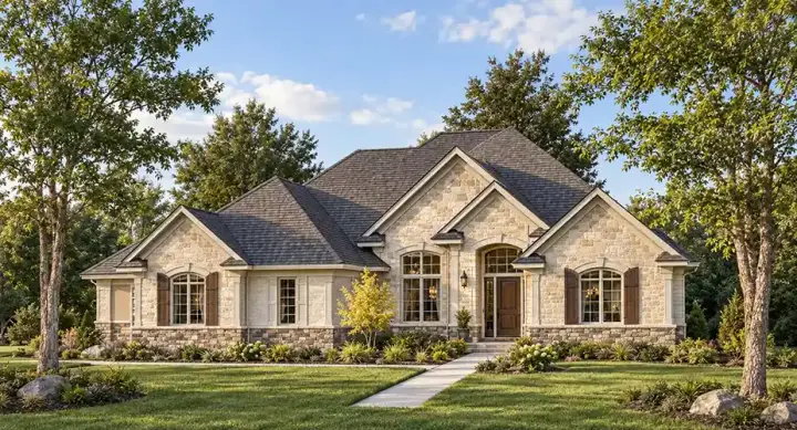 European house plans 7-630 - front exterior, 3,771 sq ft, 4 bed, 3 bath house plans | Monster House Plans