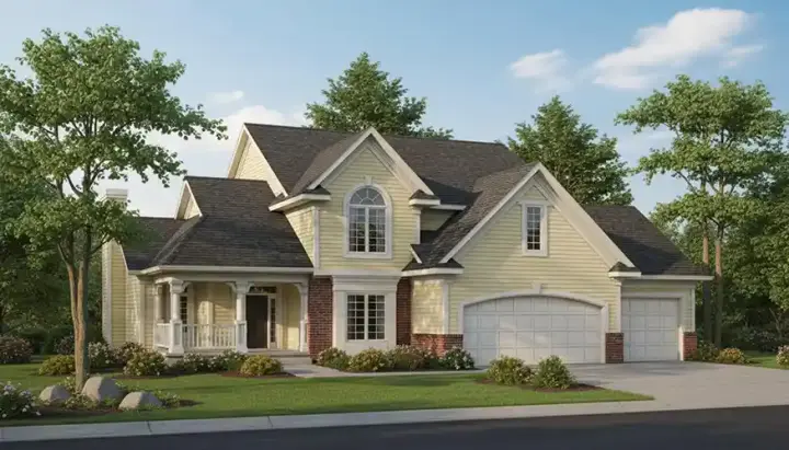 Country house plans 7-647 - front exterior, 2,372 sq ft, 4 bed, 3 bath house plans | Monster House Plans
