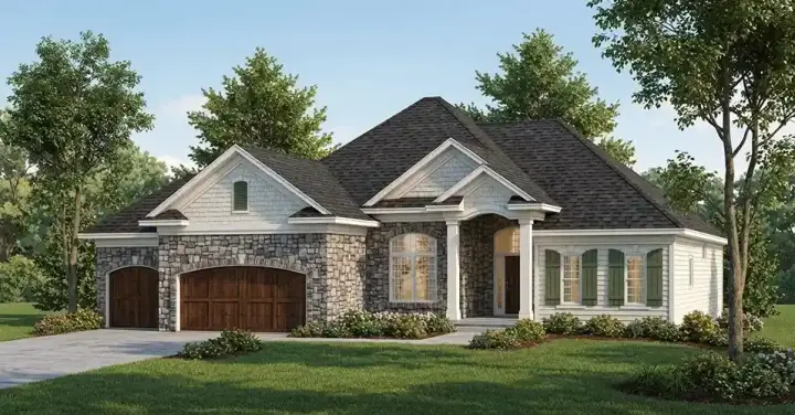 European house plans 7-655 - front exterior, 2,049 sq ft, 2 bed, 2 bath house plans | Monster House Plans
