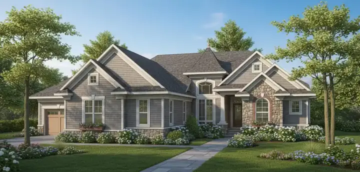 French Country house plans 7-657 - front exterior, 3,909 sq ft, 4 bed, 2 bath house plans | Monster House Plans