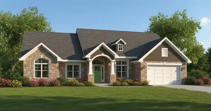 French Country house plans 7-659 - front exterior, 1,810 sq ft, 3 bed, 2 bath house plans | Monster House Plans