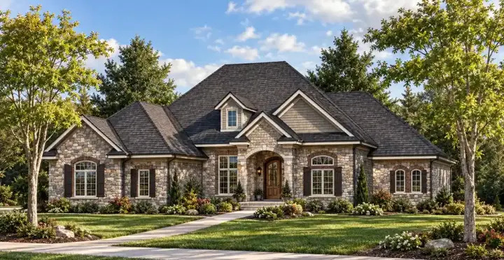 European house plans 7-662 - front exterior, 2,899 sq ft, 3 bed, 2 bath house plans | Monster House Plans