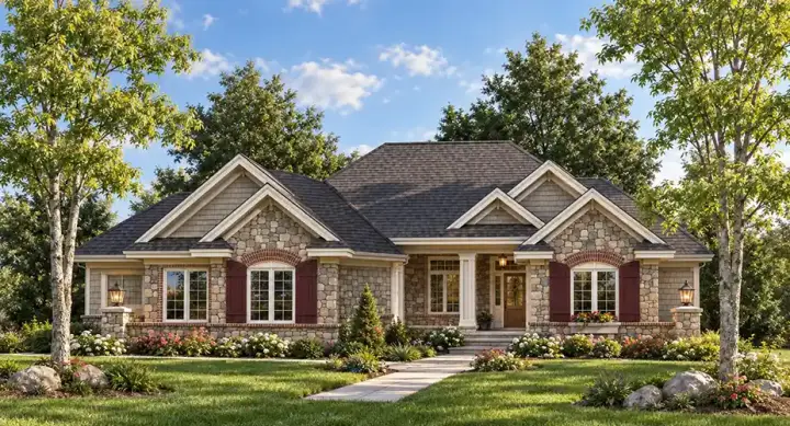 Traditional house plans 7-673 - front exterior, 2,097 sq ft, 3 bed, 2 bath house plans | Monster House Plans