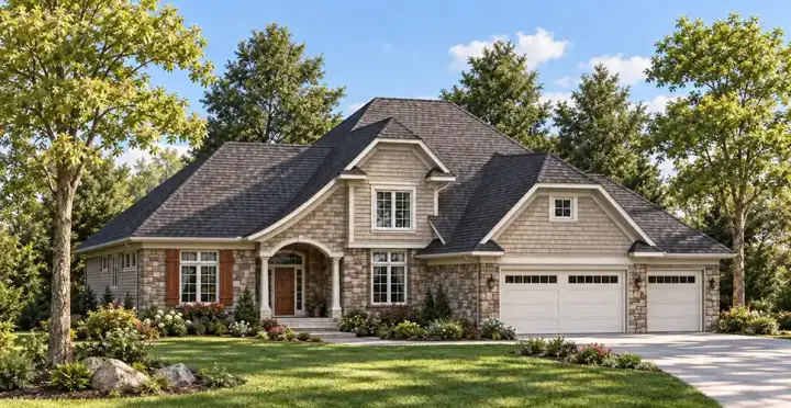 European house plans 7-689 - front exterior, 2,498 sq ft, 4 bed, 2 bath house plans | Monster House Plans