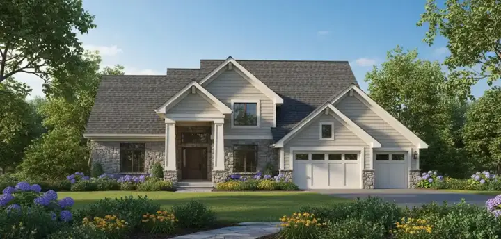 European house plans 7-690 - front exterior, 2,498 sq ft, 4 bed, 2 bath house plans | Monster House Plans