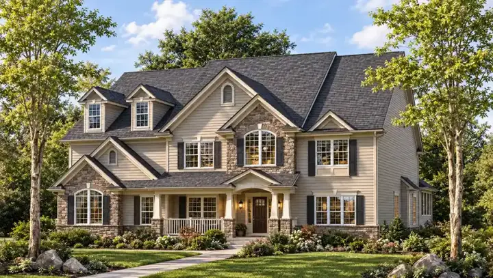 Traditional house plans 7-694 - front exterior, 3,687 sq ft, 4 bed, 3 bath house plans | Monster House Plans