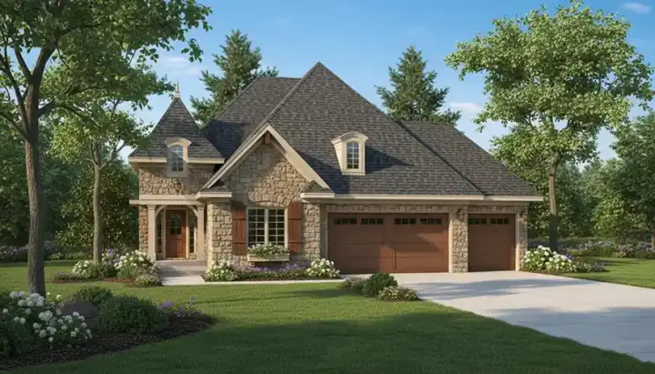 French Country house plans 7-729 - front exterior, 2,897 sq ft, 4 bed, 3 bath house plans | Monster House Plans