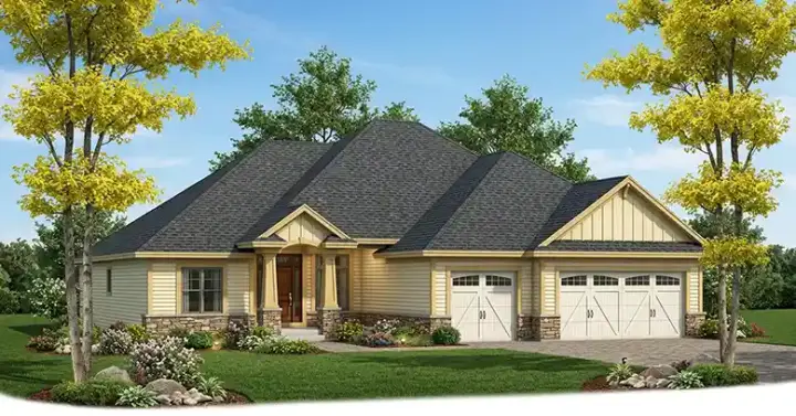 Traditional house plans 7-732 - front exterior, 1,844 sq ft, 3 bed, 2 bath house plans | Monster House Plans