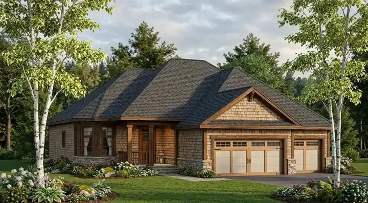 Traditional house plans 7-741 - front exterior, 1,627 sq ft, 3 bed, 2 bath house plans | Monster House Plans