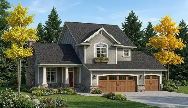 Traditional house plans 7-743 - front exterior, 1,414 sq ft, 3 bed, 2 bath house plans | Monster House Plans