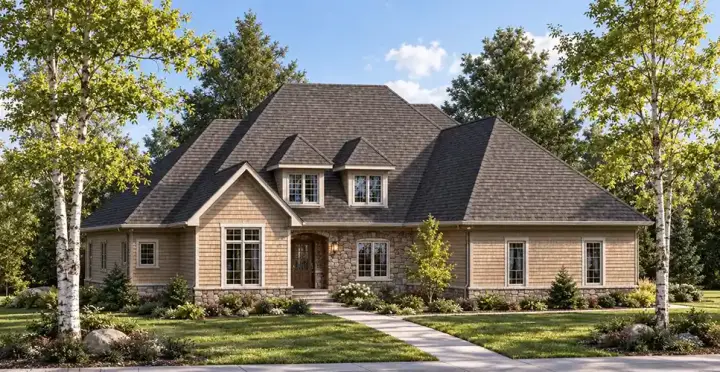 European house plans 7-749 - front exterior, 2,698 sq ft, 4 bed, 3 bath house plans | Monster House Plans
