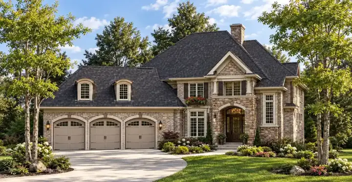 European house plans 7-755 - front exterior, 3,551 sq ft, 4 bed, 3 bath house plans | Monster House Plans