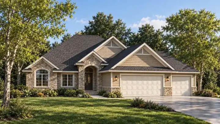 European house plans 7-761 - front exterior, 1,646 sq ft, 3 bed, 2 bath house plans | Monster House Plans