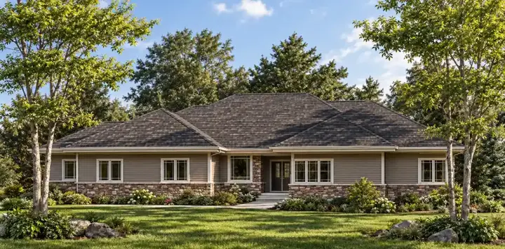 Prairie house plans 7-773 - front exterior, 2,265 sq ft, 3 bed, 2 bath house plans | Monster House Plans