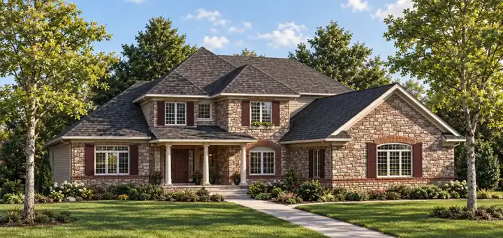 European house plans 7-782 - front exterior, 2,772 sq ft, 4 bed, 3 bath house plans | Monster House Plans