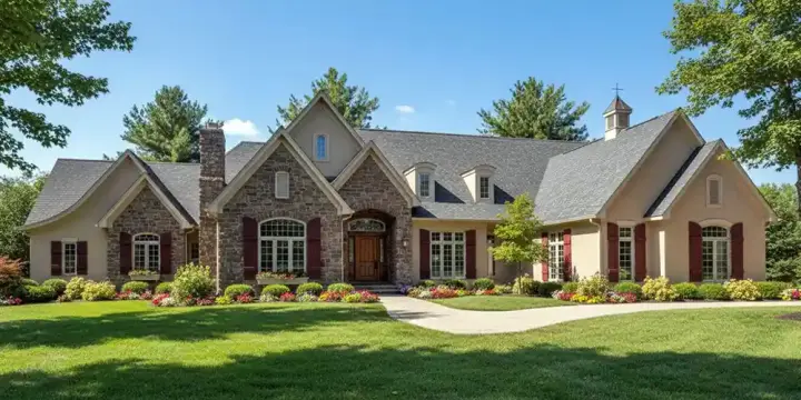 European house plans 7-788 - front exterior, 6,223 sq ft, 4 bed, 4 bath house plans | Monster House Plans