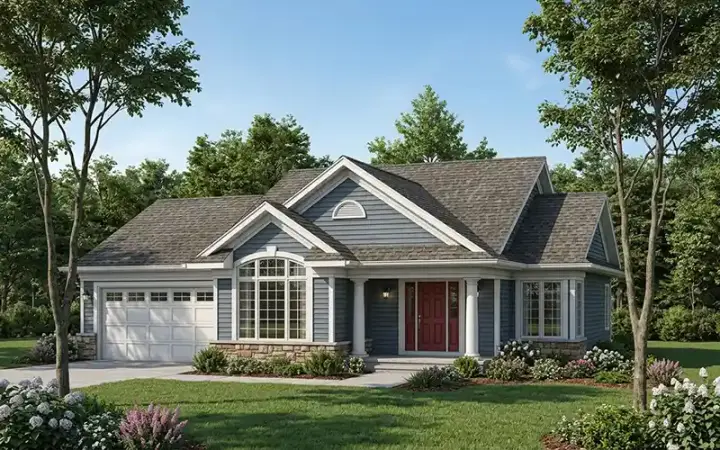 Traditional house plans 7-790 - front exterior, 1,048 sq ft, 2 bed, 1 bath house plans | Monster House Plans