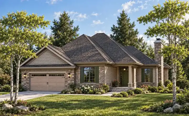 Traditional house plans 7-793 - front exterior, 1,630 sq ft, 2 bed, 1 bath house plans | Monster House Plans