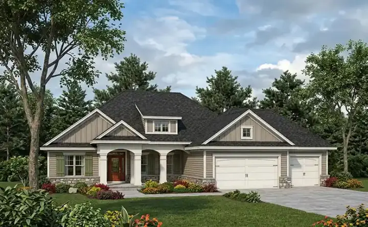 Southern house plans 7-795 - front exterior, 1,694 sq ft, 3 bed, 1 bath house plans | Monster House Plans