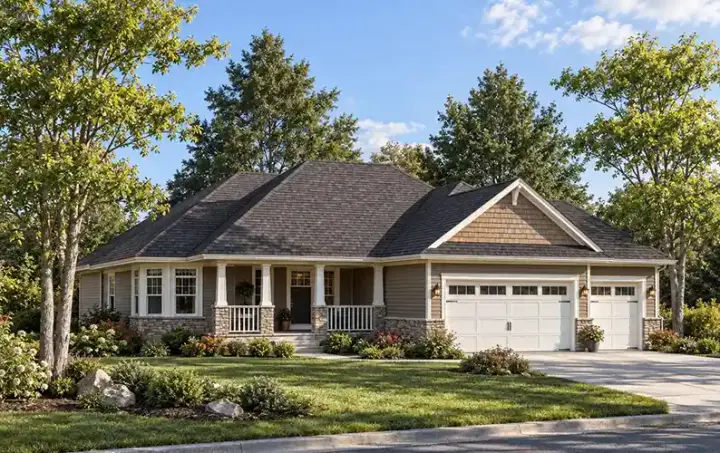 Traditional house plans 7-797 - front exterior, 1,706 sq ft, 3 bed, 2 bath house plans | Monster House Plans