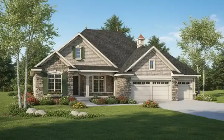 European house plans 7-800 - front exterior, 1,829 sq ft, 2 bed, 2 bath house plans | Monster House Plans