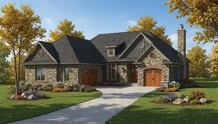 European house plans 7-801 - front exterior, 1,900 sq ft, 2 bed, 0 bath house plans | Monster House Plans