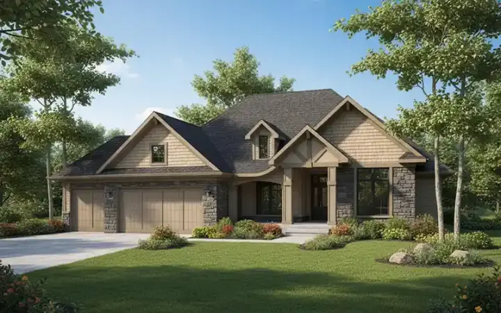 European house plans 7-805 - front exterior, 2,233 sq ft, 2 bed, 1 bath house plans | Monster House Plans